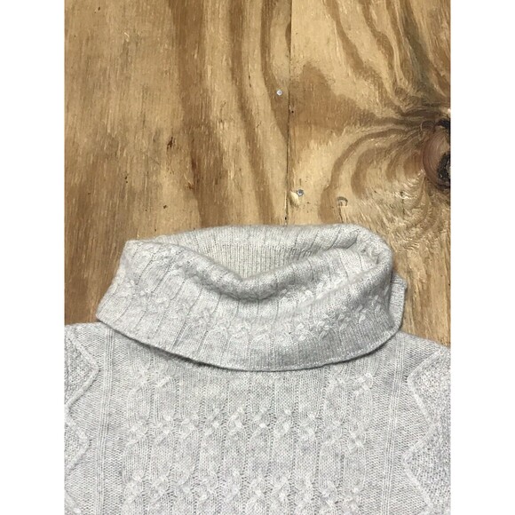 kenar 2 ply cashmere Cable Knit Turtleneck Sweater Women M Gray Knit @H3 - Picture 3 of 6
